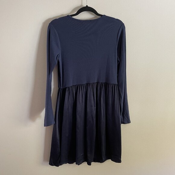Michael Stars LP Nocturnal Blue V-Neck Long Sleeve Sutton Mixed Media Dress NWT - Picture 13 of 13